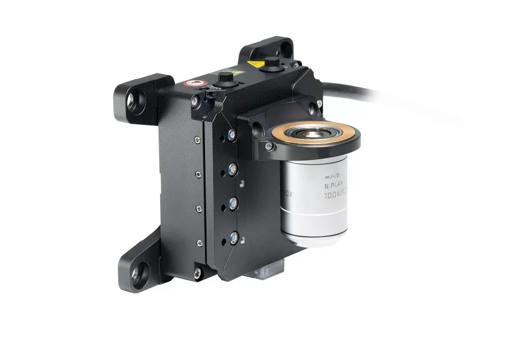 V-308 with V-308.AP1 adapter plate, V-308.OH1 objective holder, P-725.11L thread adapter, and objective