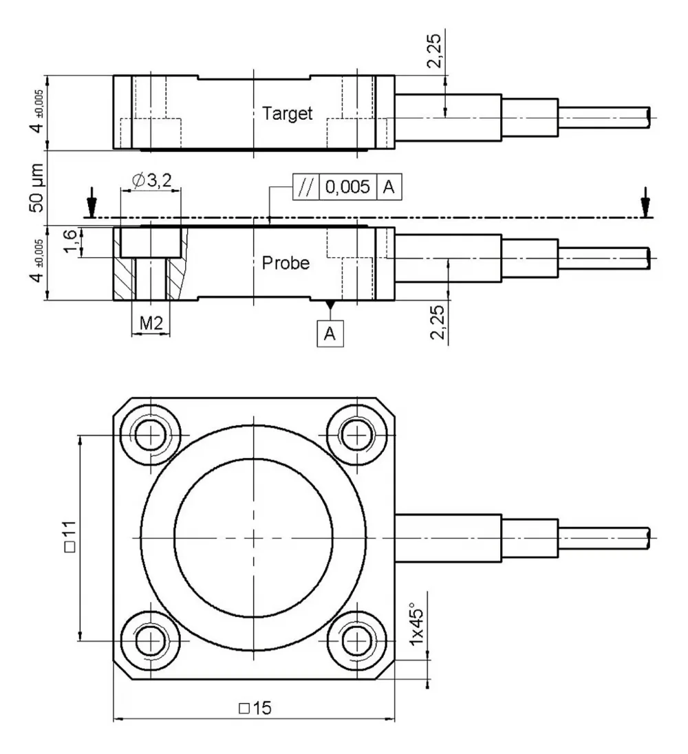 D-050.00, dimensions in mm. Note that a comma is used in the drawings instead of a decimal point.
