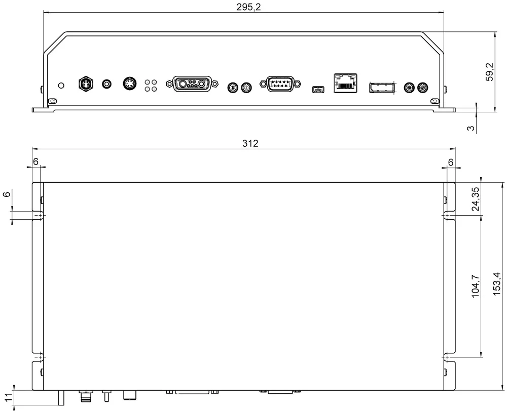 E-754, dimensions in mm
