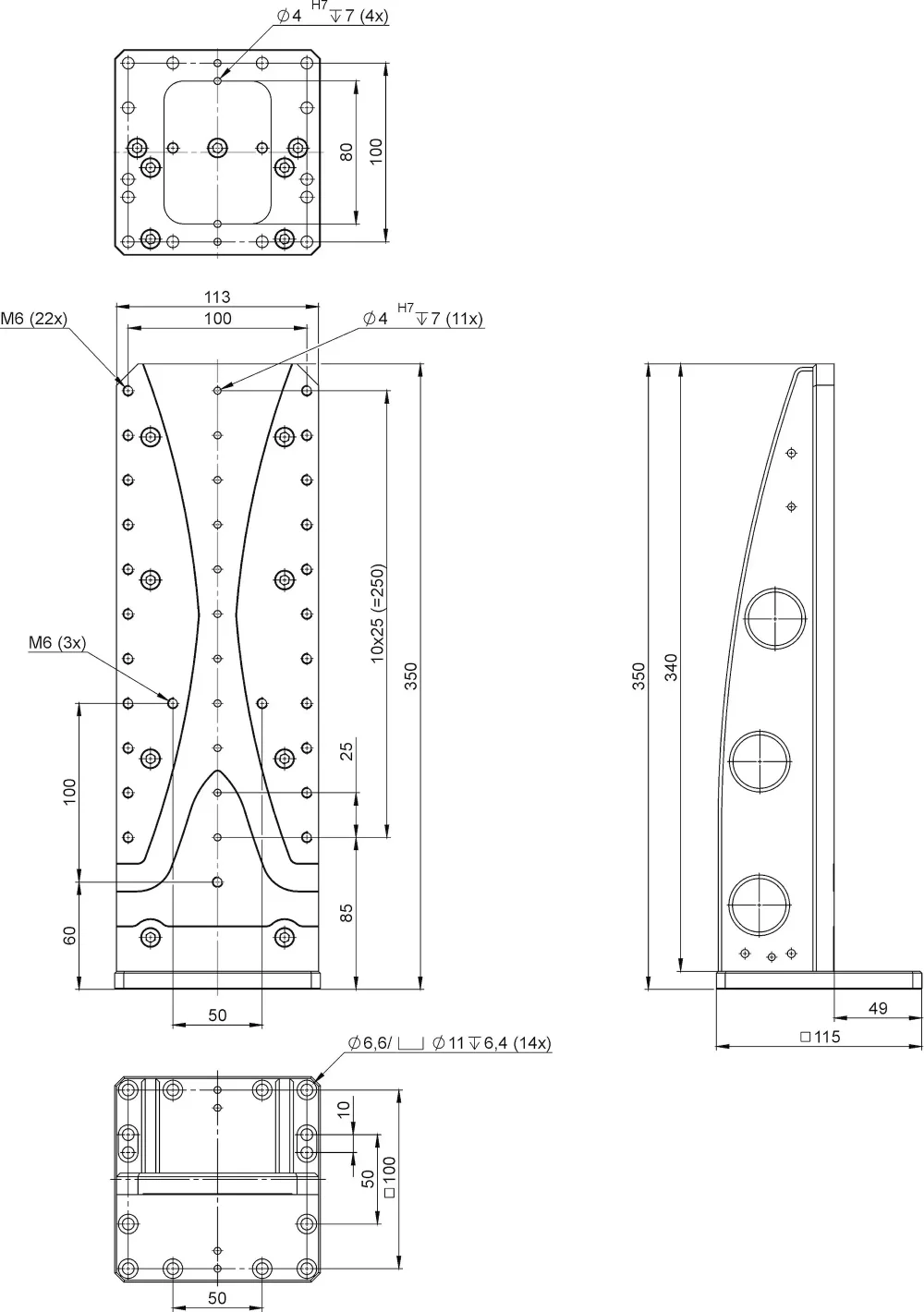 L-500.AV1, dimensions in mm. Note that a comma is used in the drawings instead of a decimal point.