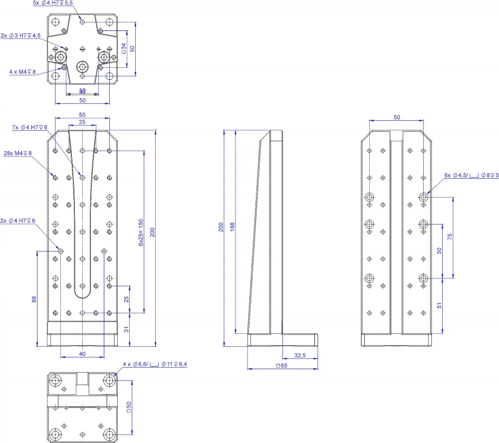 L-500.AV3-V6, dimensions in mm. Note that a comma is used in the drawings instead of a decimal point.