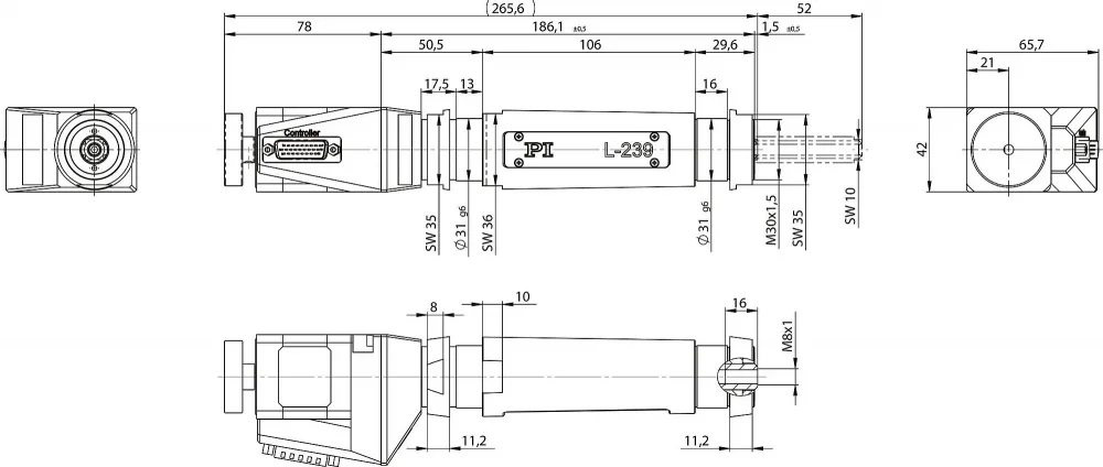 L-239.50SD, dimensions in mm. Note that a comma is used in the drawings instead of a decimal point.
