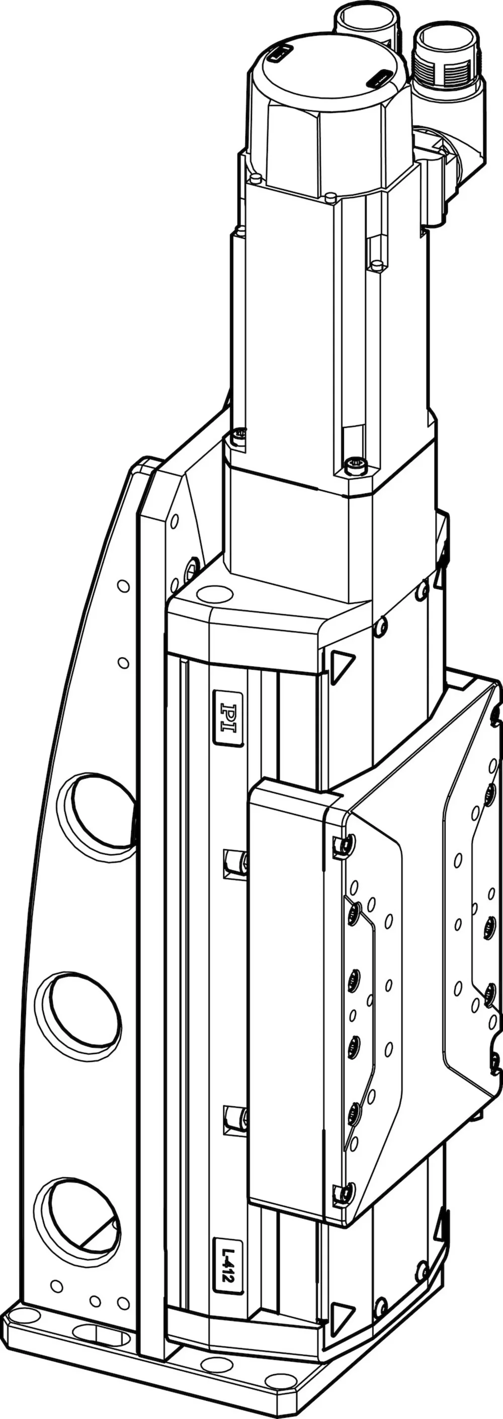 The L-412.039054B high-load linear stage was mounted onto an L-500.AV1 adapter bracket (positioner on adapter).