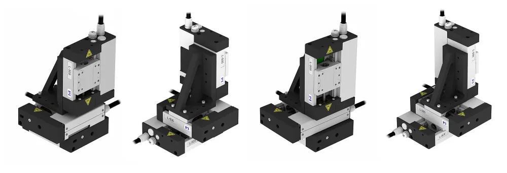 Comparison of XYZ assemblies consisting of three linear stages: L-505.013212F (left) and L-505.023212F (right)