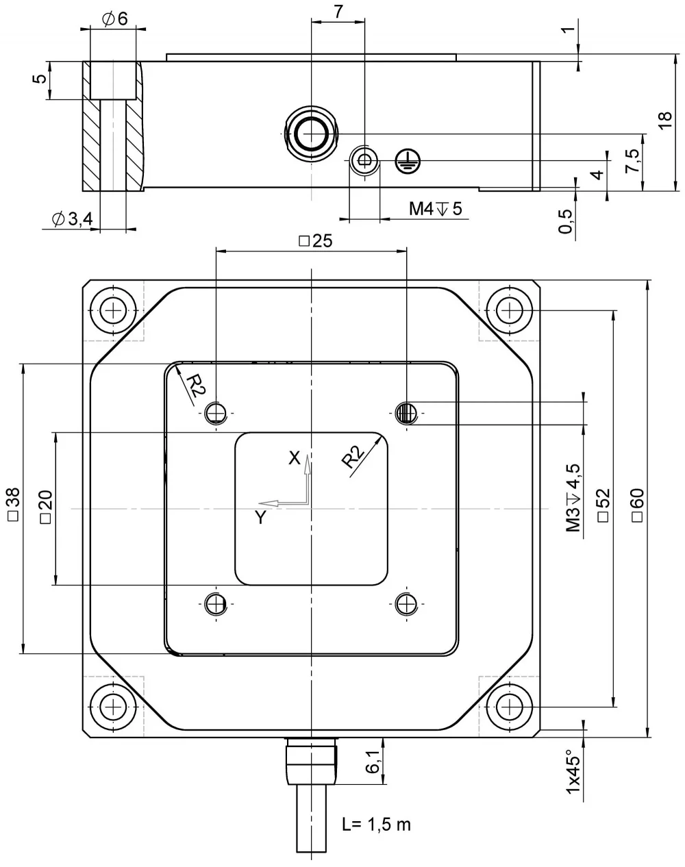 P-612.2, dimensions in mm. Note that a comma is used in the drawings instead of a decimal point.