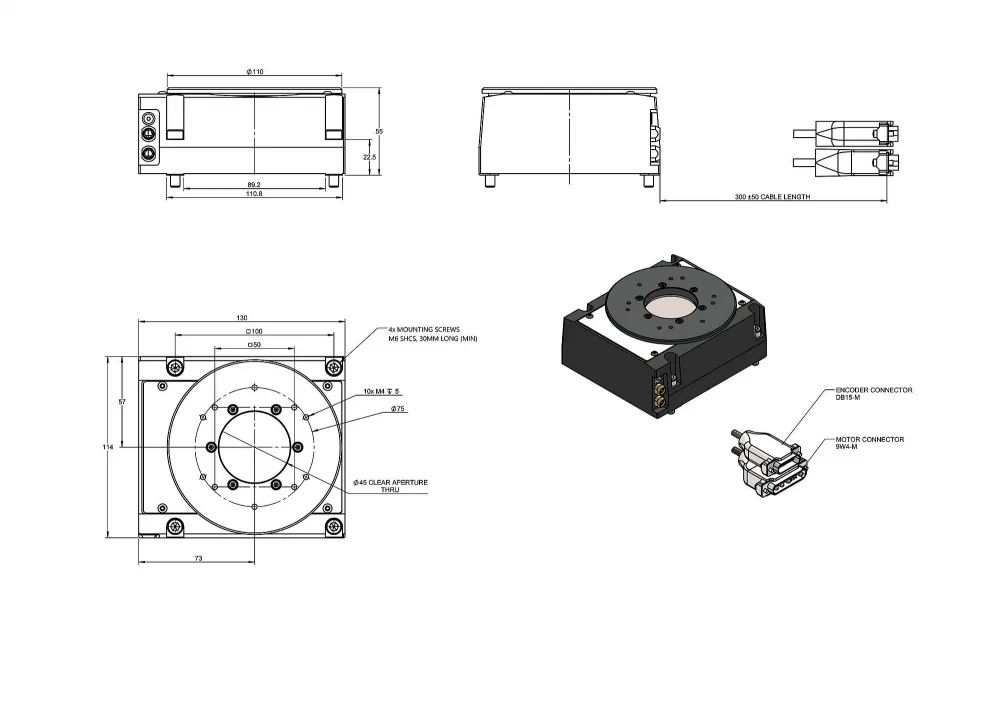 V-623.B100, dimensions in mm